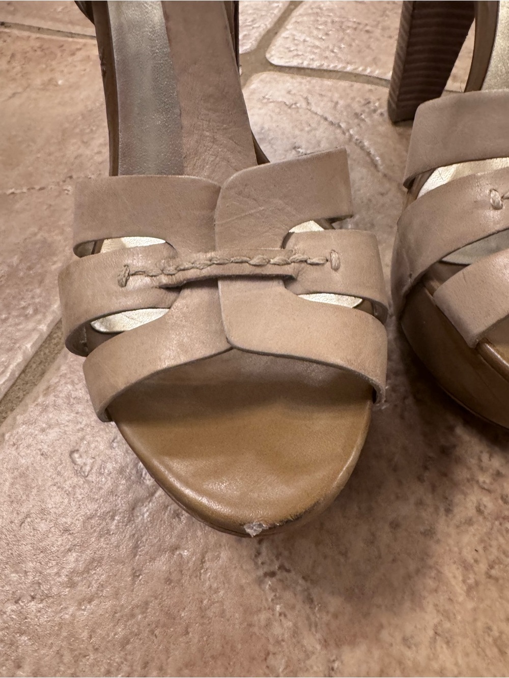 Guess Taupe Strappy Platform High Heel Sandals - Picture 3 of 3